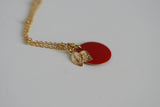 Red Apple & Gold Leaf Necklace | Golden Orchard
