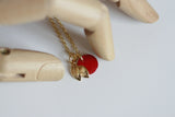 Red Apple & Gold Leaf Necklace | Golden Orchard