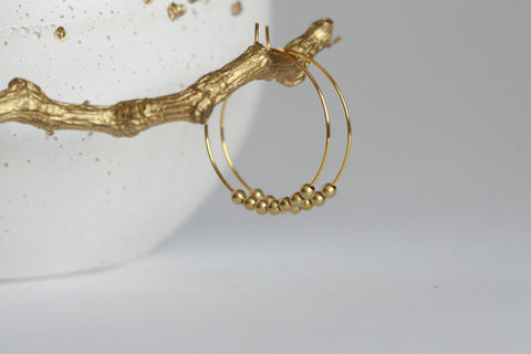 Brass Bead Hoop Earrings - Kaiko Studio