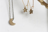 Delicate Moon Necklace  and Star Earrings - Kaiko Studio