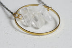 Clear Quartz and Brass Circle Necklace - Kaiko Studio