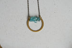 Apatite Crystal and Brass Circle Necklace - Kaiko Studio