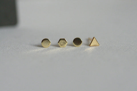 Delicate Geometric Earrings | Tiny Studs - Kaiko Studio