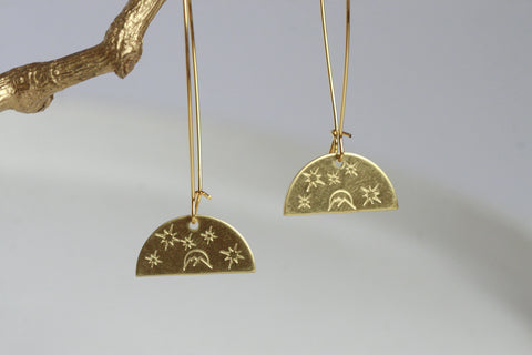 Brass Moon Earrings - Kaiko Studio