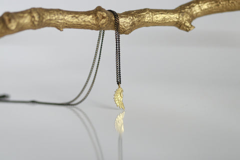 Delicate Brass Wing Necklace | Angel Wing