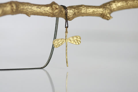 Delicate Brass Dragonfly Necklace | Spirituality