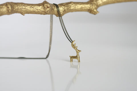 Delicate Brass Deer Necklace | Phoenix Deer