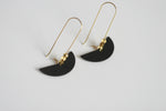 Black Brass Moon Earrings | Semi-circle