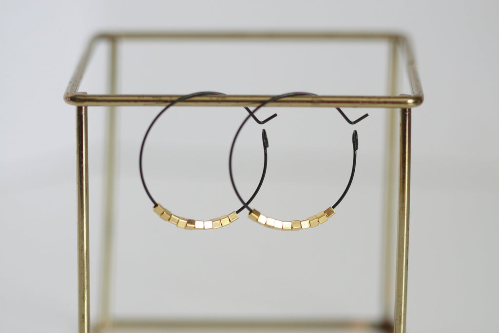 Black Gold Earrings Hoops Kaiko Studio Black Gold Earrings Hoops Kaiko Studio