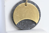 Concrete and Brass Moon Necklace - Kaiko Studio