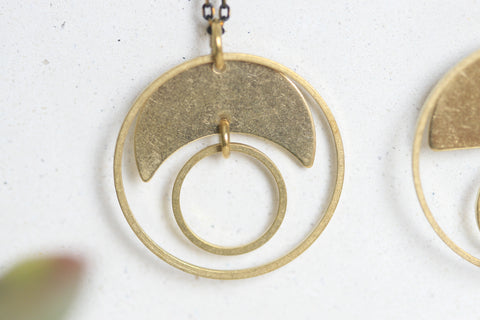 Geometric Brass "Moon" Necklaces - Kaiko Studio