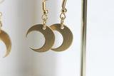 Geometric Brass Moon Earrings - Kaiko Studio