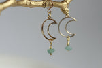 Crystal and Moon Earrings | Natural Apatite Crystal - Kaiko Studio