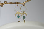 Crystal and Brass Earrings | Natural Apatite Crystal - Kaiko Studio
