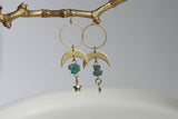 Crystal and Brass Earrings | Natural Apatite Crystal - Kaiko Studio