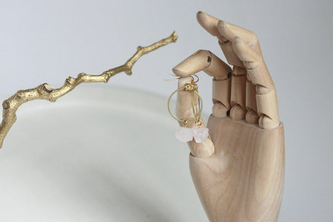 Delicate Rose Quartz Earrings  | Crystal Jewellery - Kaiko Studio