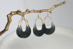 Textured Statement Earrings | Black Brass - Kaiko Studio