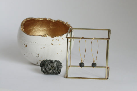 Architectural Concrete and Brass Earrings - Kaiko Studio