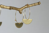 Brass Moon Earrings | Hoop Earrings - Kaiko Studio